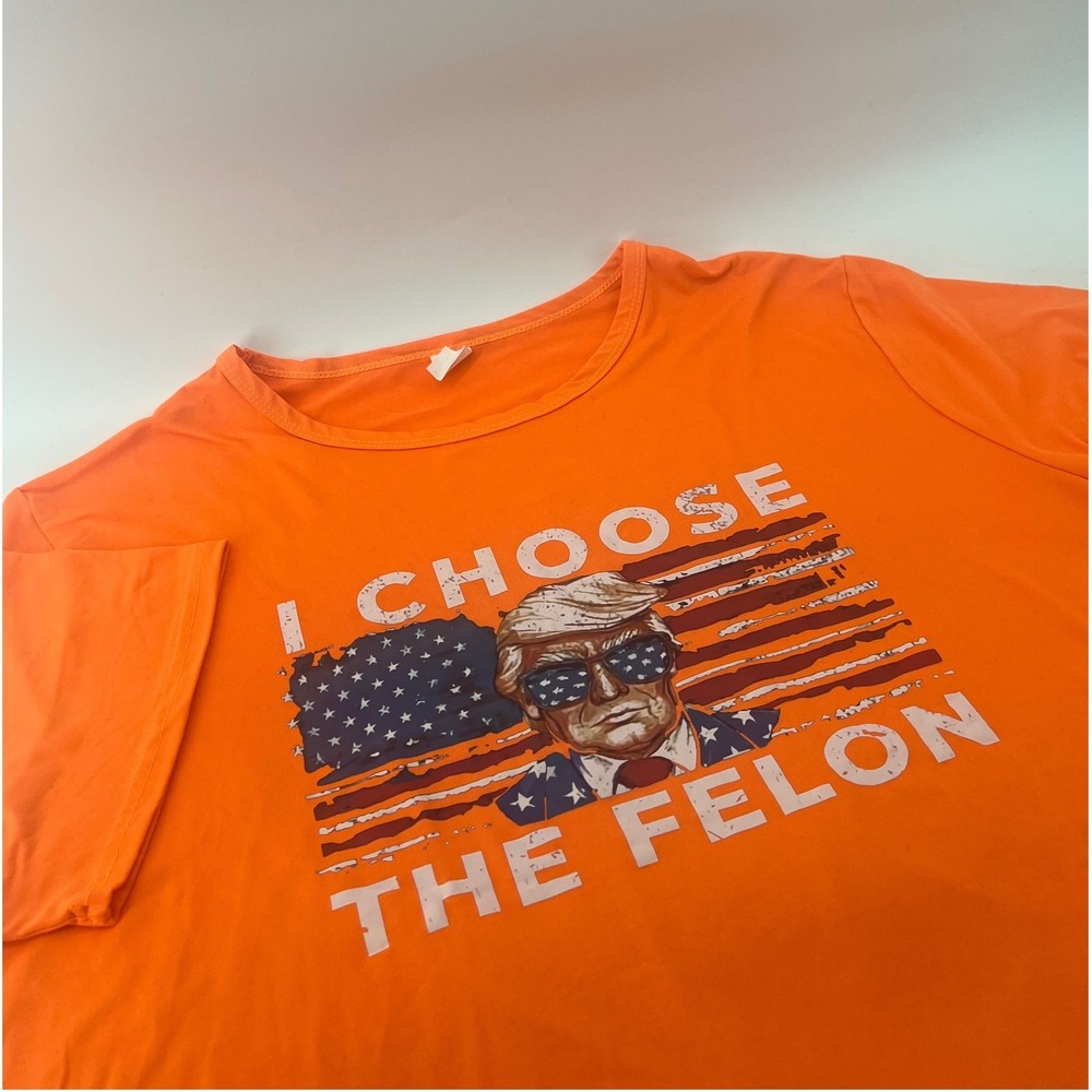I Choose The Felon Trump Graphic T-Shirt Mens 3XL Orange Short Sleeve Tee